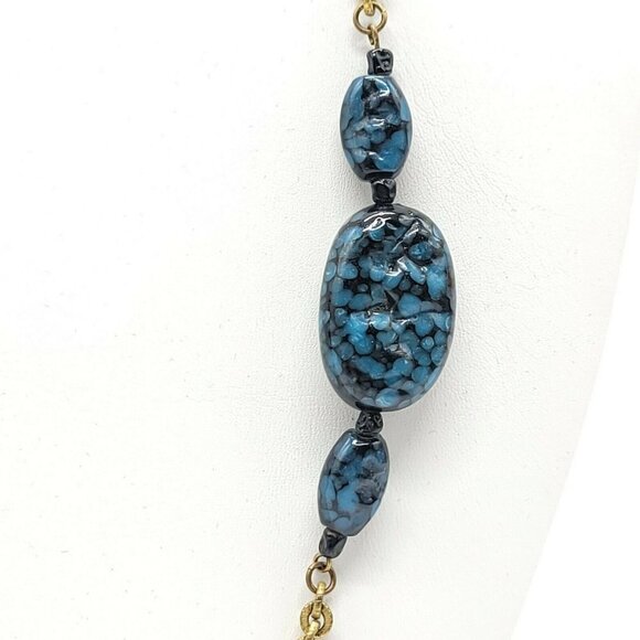 Miriam Haskell 1960s Art Glass Faux Lapis Beaded - Picture 3 of 5